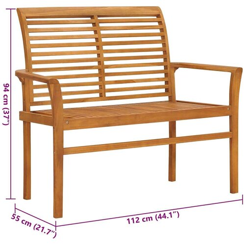  Klupa s antracit jastukom 112 cm od masivne tikovine Slike