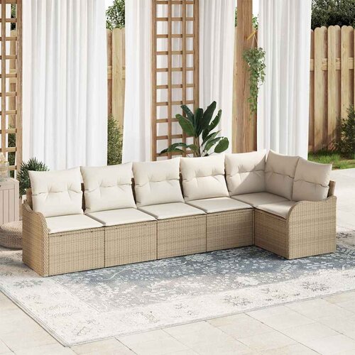  Sjedeća garnitura za vrt 6 kom. Bež poliratan 287,5 x 122,5 x 69 cm Cene