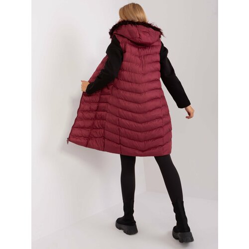 Fashion Hunters Burgundy long quilted vest from RUE PARIS Slike