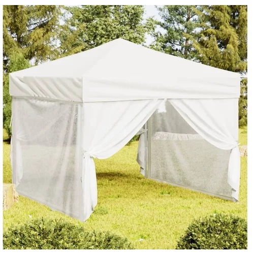  Zložljiv vrtni šotor s stranicami bel 3x3 m
