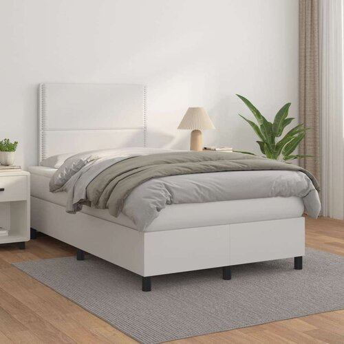  Box spring postelja z vzmetnico bel 120x200 cm umetno usnje, (20726463) Cene