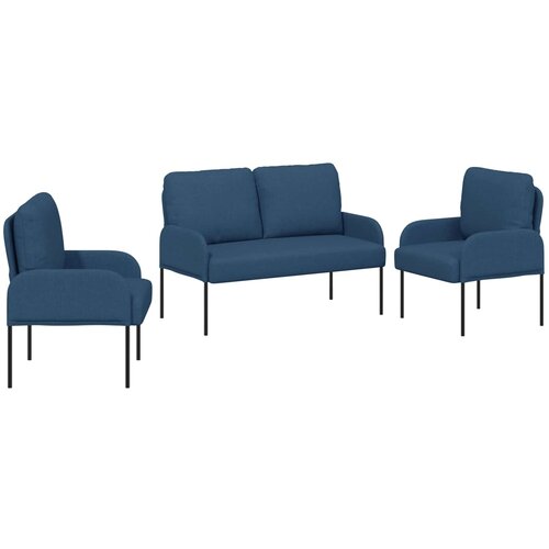 vidaXL Setovi sofa s jastukom 3 pcs Plava 115 x 56 x 80 cm &Scaron;perploča - Plava Cijene