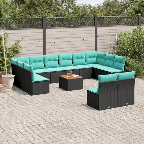  13-dijelni set vrtnih sofa s jastucima poliratan crni Cijene