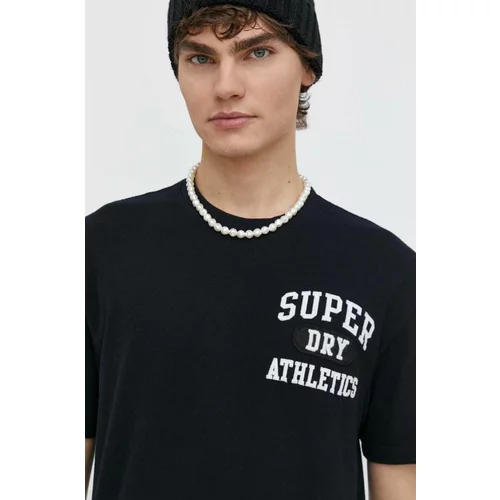 Superdry Bombažna kratka majica moški, črna barva