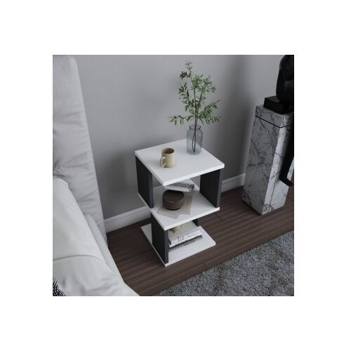 Hanah home Carter Noćni ormarić, 29,6x29,6x49,4 cm, Bijelo-antracit Cene