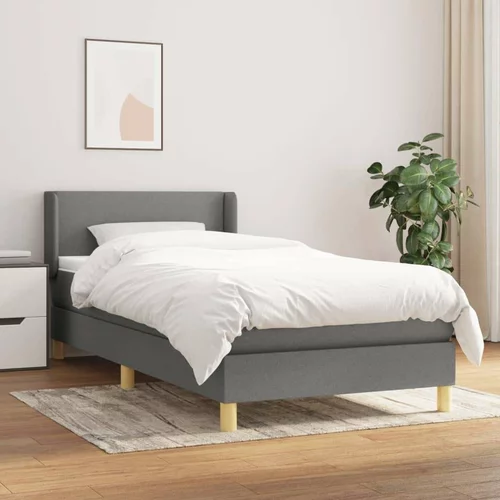  Box spring postelja z vzmetnico temno siva 90x200 cm blago, (20790506)