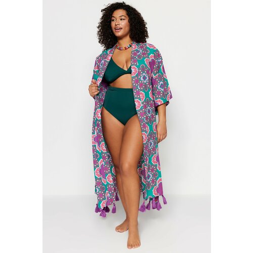 Trendyol Curve Plus Size Kimono & Kaftan - Purple Slike