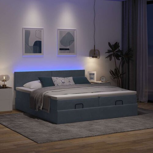 vidaXL Otomanski posteljni okvir z vzmetnicami siv 160x200 cm žamet Cene