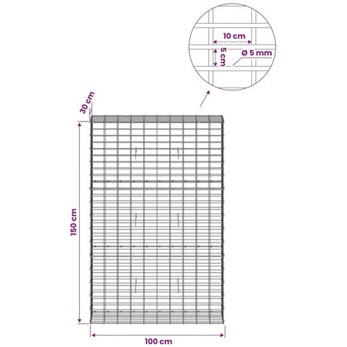  Gabion s žicom debljine 5 mm i mrežom 5x10 cm 100x30x150 cm - 30 cm 150 cm 100 cm Slike