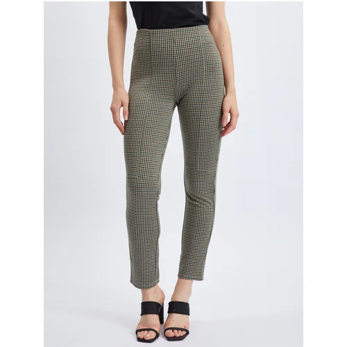 Orsay Green Ladies Checkered Pants - Ladies