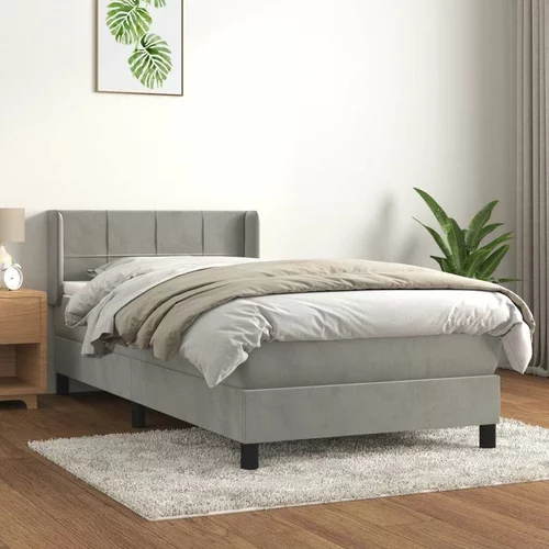Box spring postelja z vzmetnico svetlo siva 100x200 cm žamet, (20725273)