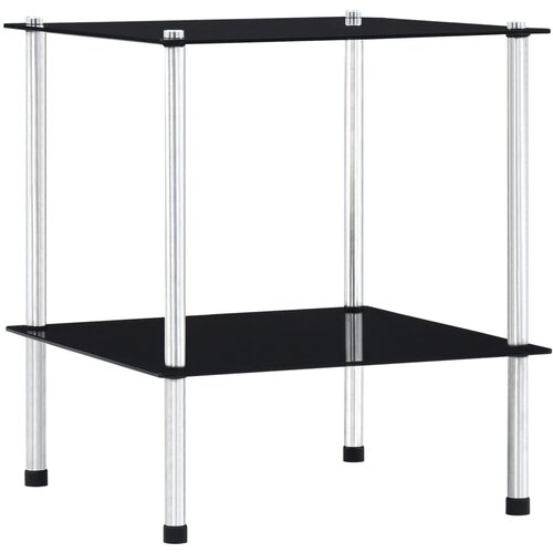 VidaXL Police s 2 razine crne 40 x 40 x 47 cm od kaljenog stakla Slike