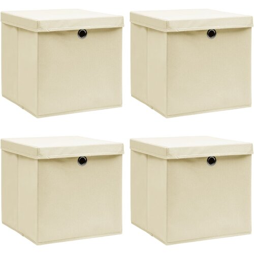 vidaXL Kutije za pohranu s poklopcima 4 kom krem 32x32x32 cm tkanina Cijene