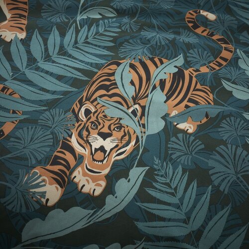 Catherine Lansfield Zelena/rjava podalj&amp;scaron;ana posteljnina za zakonsko posteljo 230x220 cm Tropic Tiger Leaf &amp;ndash; Slike