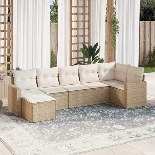 vidaXL 7-dijelni set vrtnih sofa od poliratana s jastucima bež Cijene