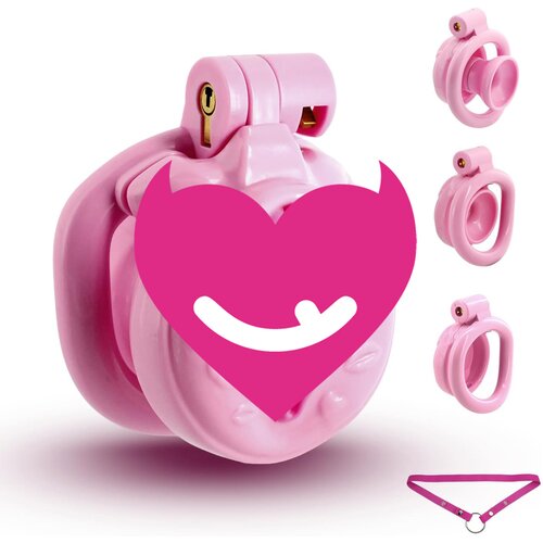 SuperLove Sissy Inverted Chastity Cage with Negative Bondage Gear Pink Slike