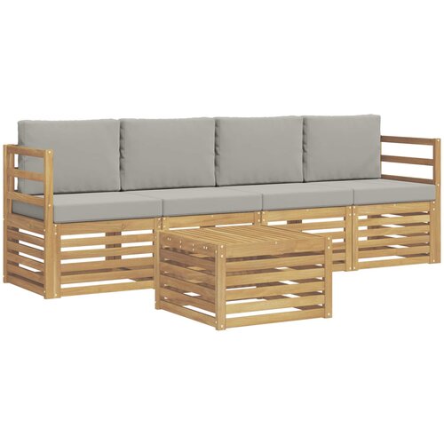 vidaXL Zunanja garnitura za sedenje 5 pcs Bela in svetlo siva, (5000280617) Cene