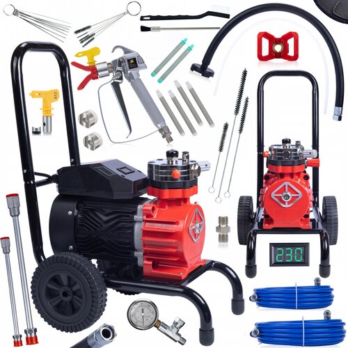 Rosfix Set Airless Brizgalna Naprava Strong Storm 1100 RSS05 &ndash; 3500W, 22MPA, 18L/min, 21m Cev, Pistolet, Filtri, Čistilni Set, (5000212320) Cene