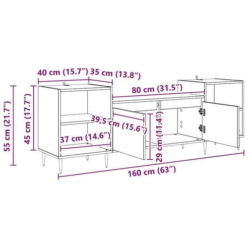 VidaXL TV ormar Umjetnički hrast 160 x 35 x 55 cm Konstruirano drvo Slike