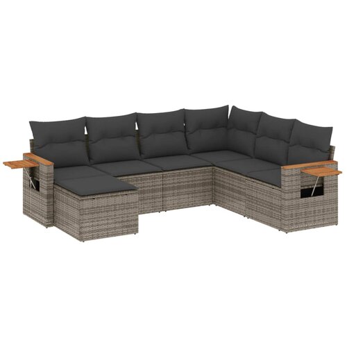 Maison Chic Seti vrtnega pohištva - Vrtna garnitura - Vrtni pohištvo set 7-delna z blazinami siv poli ratan, (21803626) Cene