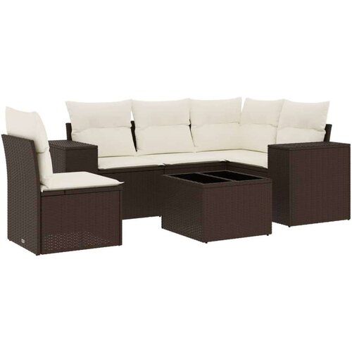 vidaXL 6-dijelni set vrtnih sofa od poliratana s jastucima smeđi Cijene