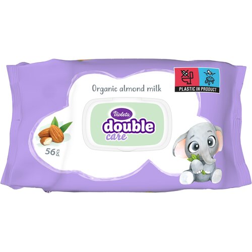 Violeta vlažne maramice Baby vlažne maramice 56/1 Sensitive Care s bademovim mlijekom 56 kom Slike