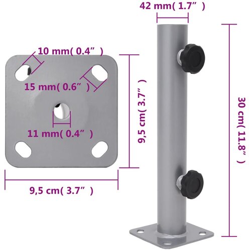  Baza suncobrana za stup &amp;Oslash; 32/34/38 mm srebrna čelična Slike