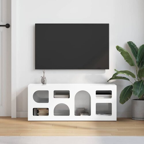  TV ormar Visoki sjaj bijela Konstruirano drvo Slike