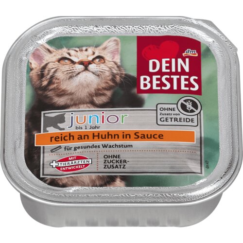 DEIN BESTES Junior kompletna hrana za mačiće - piletina u sosu, bez žitarica 100 g Slike