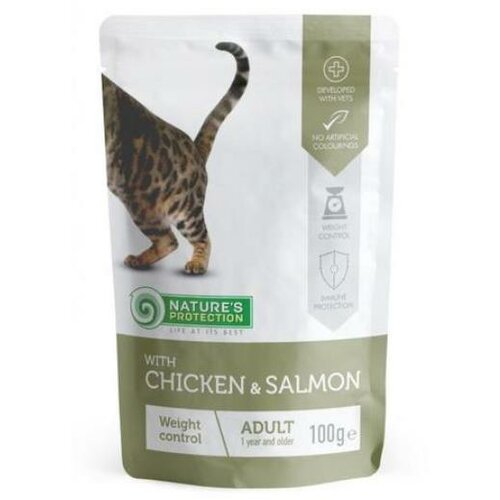 Natures Protection kesica za mačke chicken&salmon 100g Slike