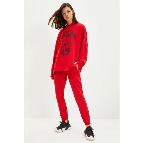 Trendyol Red Printed Knitted Tracksuit Set