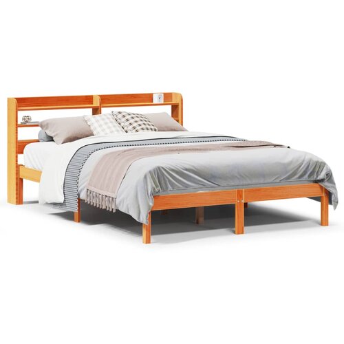 Maison Chic Posteljni okvir - Dvoposteljna postelja - Zakonska postelja z vzglavjem vo&amp;scaron;čeno rjava 120x200 cm borovina, (21693863) Slike
