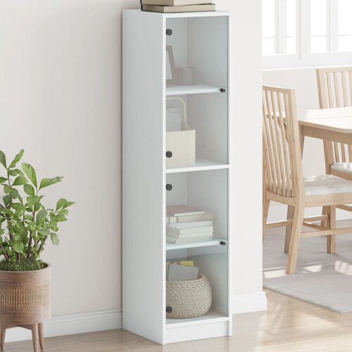 vidaXL Visoka komoda sa staklenim vratima bijela 35 x 37 x 142 cm Cene