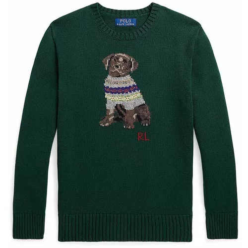 Polo Ralph Lauren Otroški bombažen pulover zelena barva