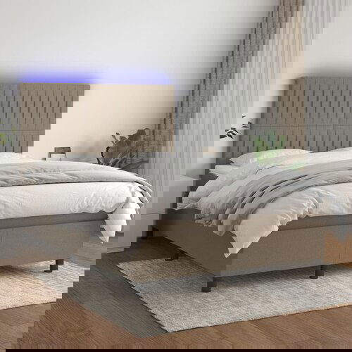  The Living Store Box spring postelja z vzmetnico LED taupe 140x200 cm blago - Box Spring Postelja, (21502776) Slike