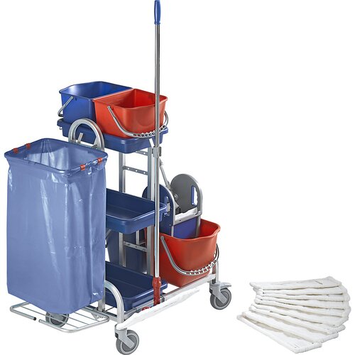 eurokraft pro Komplet čistilnih vozičkov iz nerjavečega jekla, komplet z 2 x 10-l vedrom, 2 x 15-l vedrom, kolesa iz umetne mase Cene