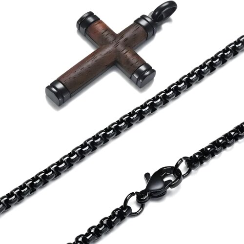 IZMAEL Mu&scaron;ka Ogrlica s Križem WD-38747 - Smeđa / Crna / 62cm Cijene