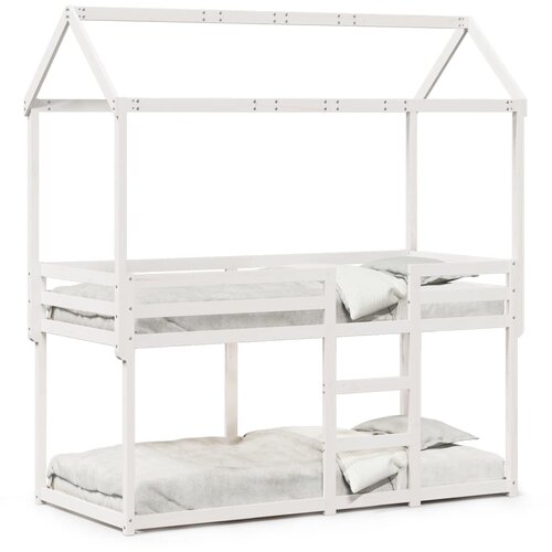 VidaXL Pograd s streho bel 80x200 cm trdna borovina Slike
