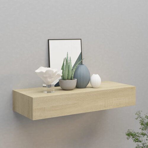 vidaXL zidna polica s ladicom boja hrasta 60 x 23,5 x 10 cm MDF Cijene