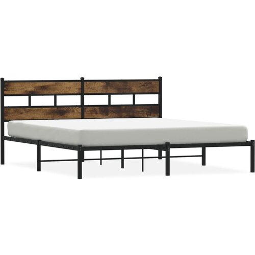 Maison Chic Kovinski Posteljni okvir - Dvoposteljna postelja - Zakonska postelja brez vzmetnice dimljen hrast 180x200cm, (21693141) Cene