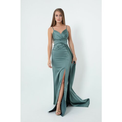 Lafaba Evening & Prom Dress - Green - Ruffle both Slike