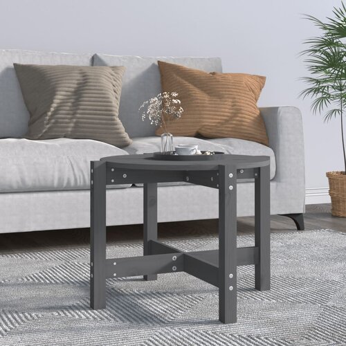 VidaXL Klubska mizica siva &amp;Oslash; 62,5x45 cm trdna borovina Slike