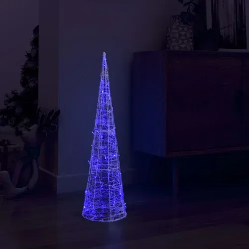 vidaXL Akrilna okrasna LED piramida modra 90 cm