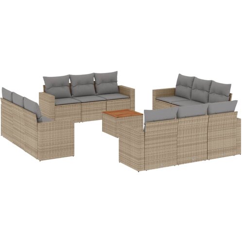  13-dijelni set vrtnih sofa s jastucima bež od poliratana Slike