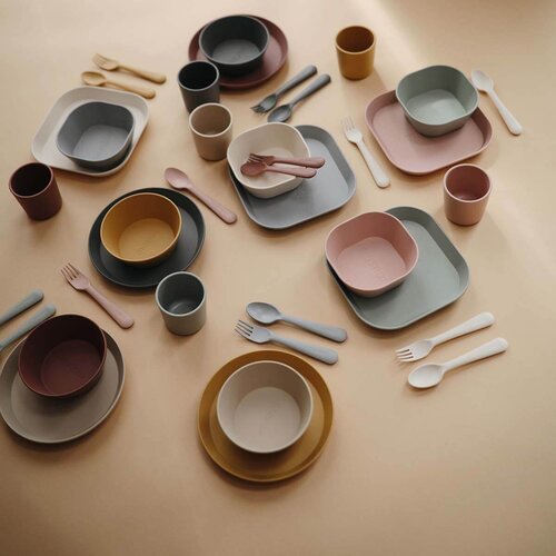 Mushie Round Dinnerware Plates krožnik Vanilla 2 kos Slike