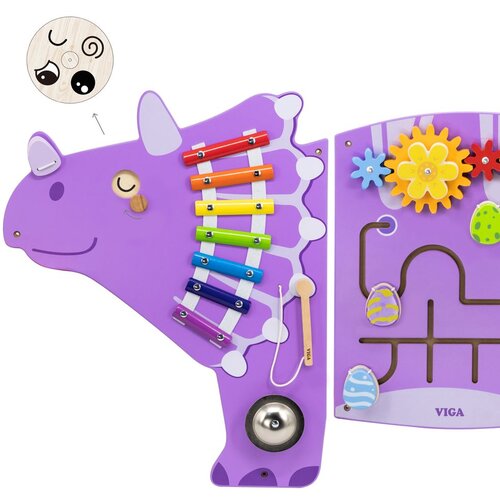 Viga drvena senzorno-manipulativna ploča edu triceratops Slike