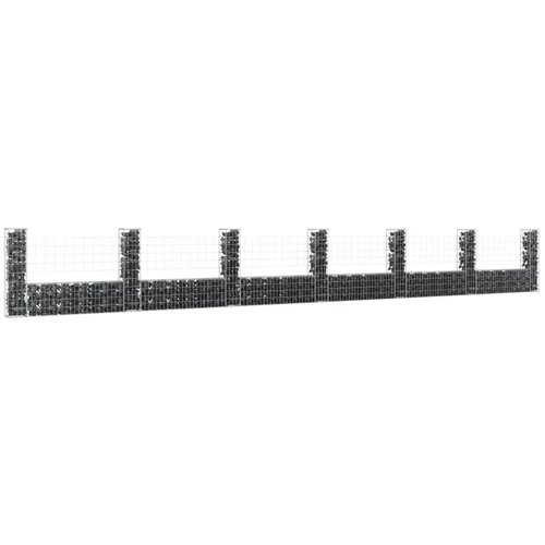 vidaXL gabion košara u-oblike s 7 stebri železo 740x20x100 cm Cene
