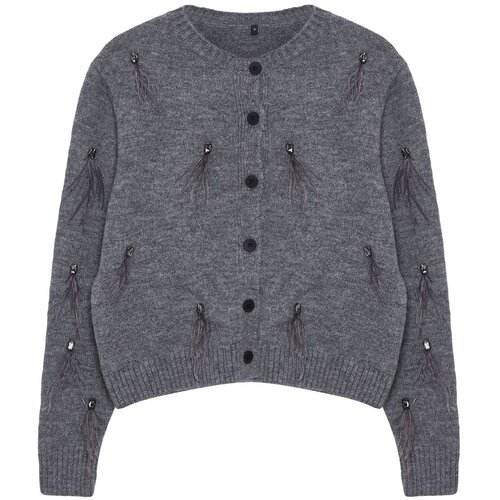 Trendyol Limited Edition Anthracite Stone and Feather Detailed Knitwear Cardigan Cijene