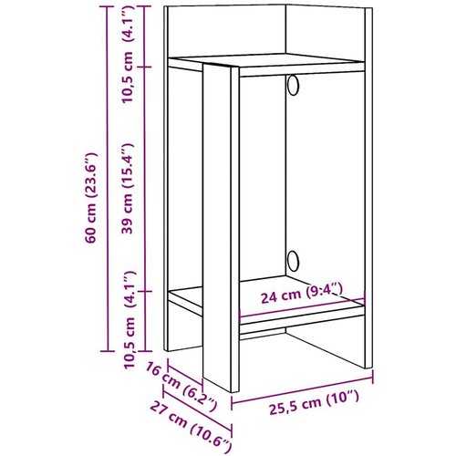 VidaXL Pomoćni stolići 2 kom s policom boja hrasta 25,5x27x60 cm Slike