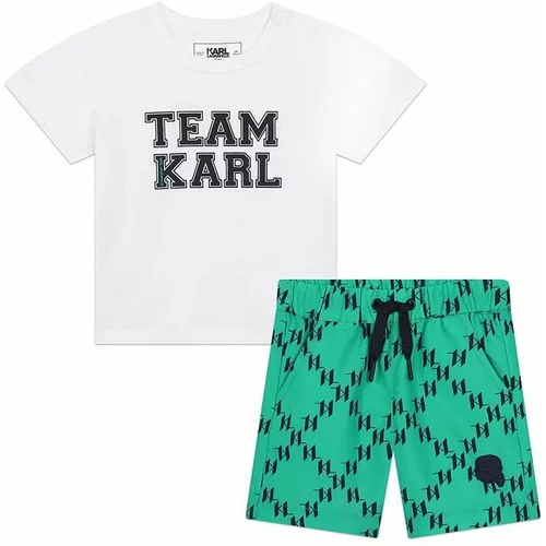 Karl Lagerfeld Otroški kopalni komplet - kratke hlače in majica bela barva